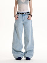 Side Eyelet Wide-Leg Denim