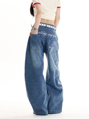 GKIKZ ENTANGLE ROSE WIDE-LEG DENIM
