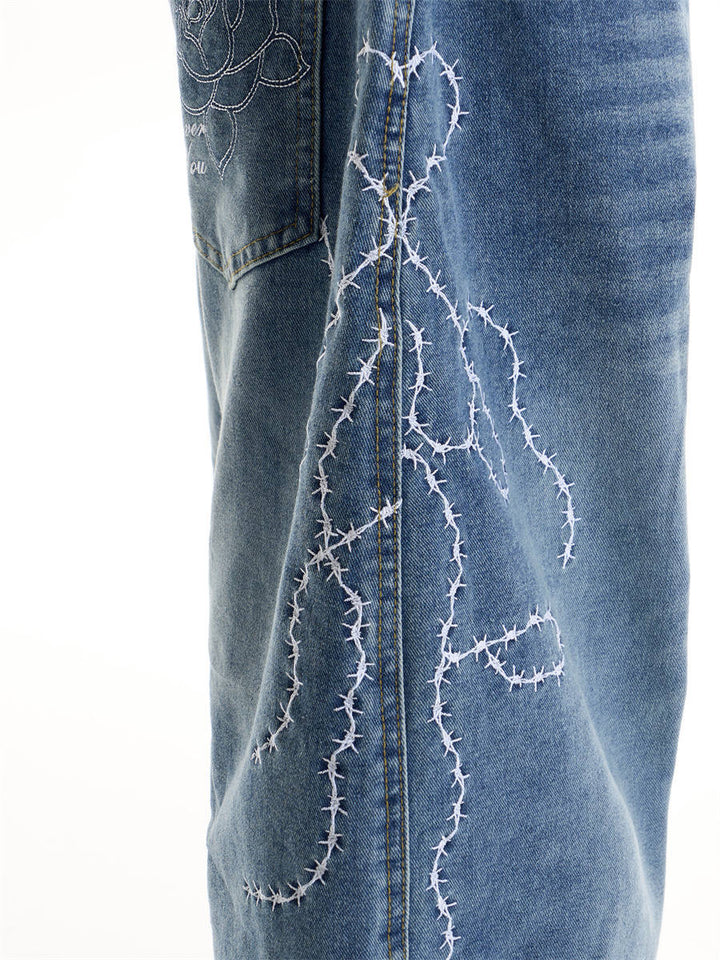 GKIKZ ENTANGLE ROSE WIDE-LEG DENIM