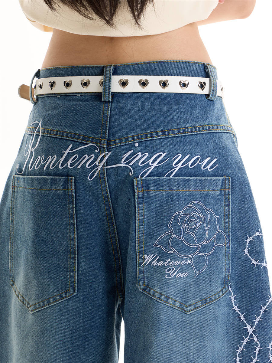 Entangle Rose Wide-Leg Denim