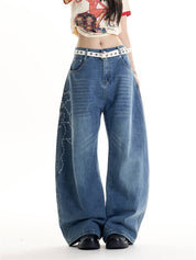 GKIKZ ENTANGLE ROSE WIDE-LEG DENIM