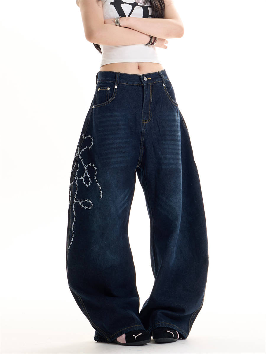 GKIKZ ENTANGLE ROSE WIDE-LEG DENIM