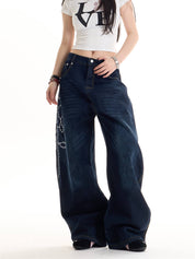 GKIKZ ENTANGLE ROSE WIDE-LEG DENIM