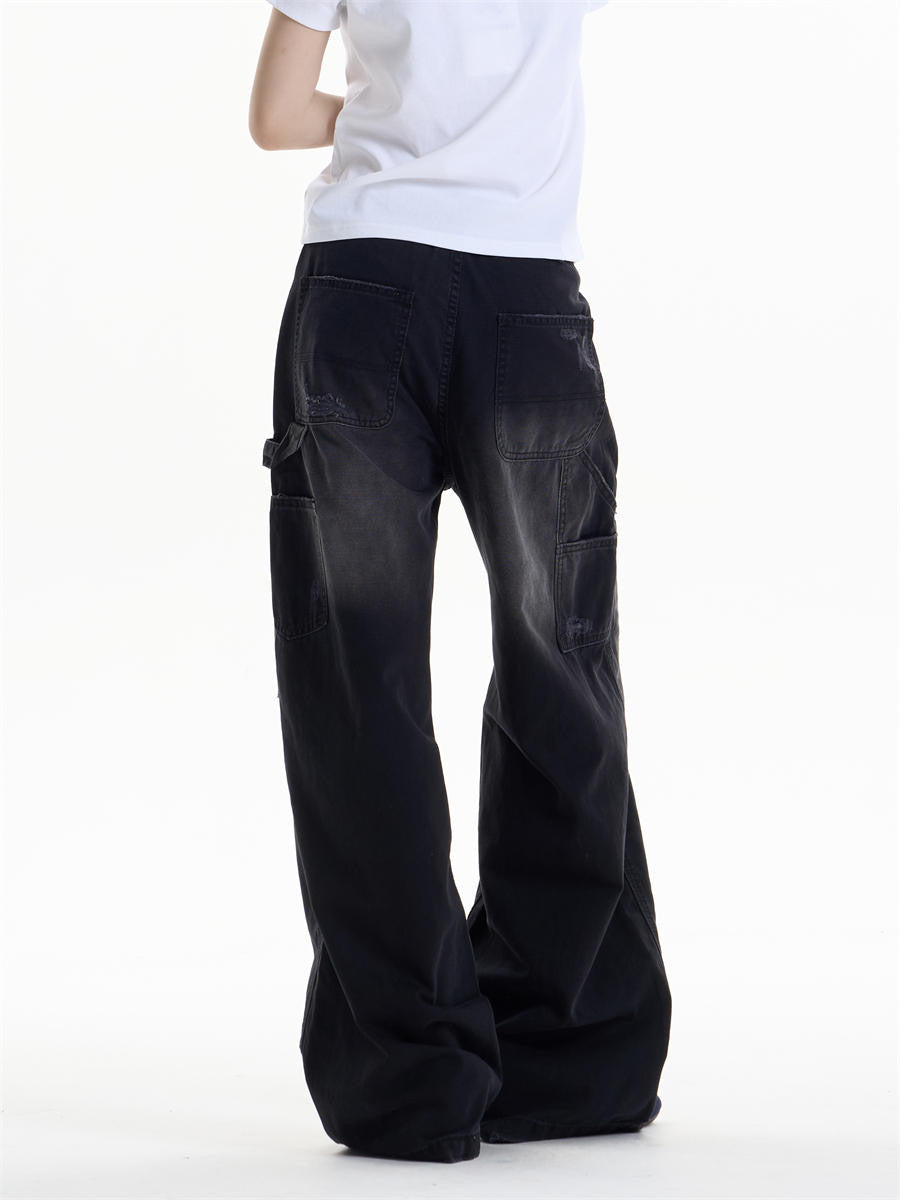 GKIKZ DUAL FADE RIPSTOP WIDE-LEG DENIM