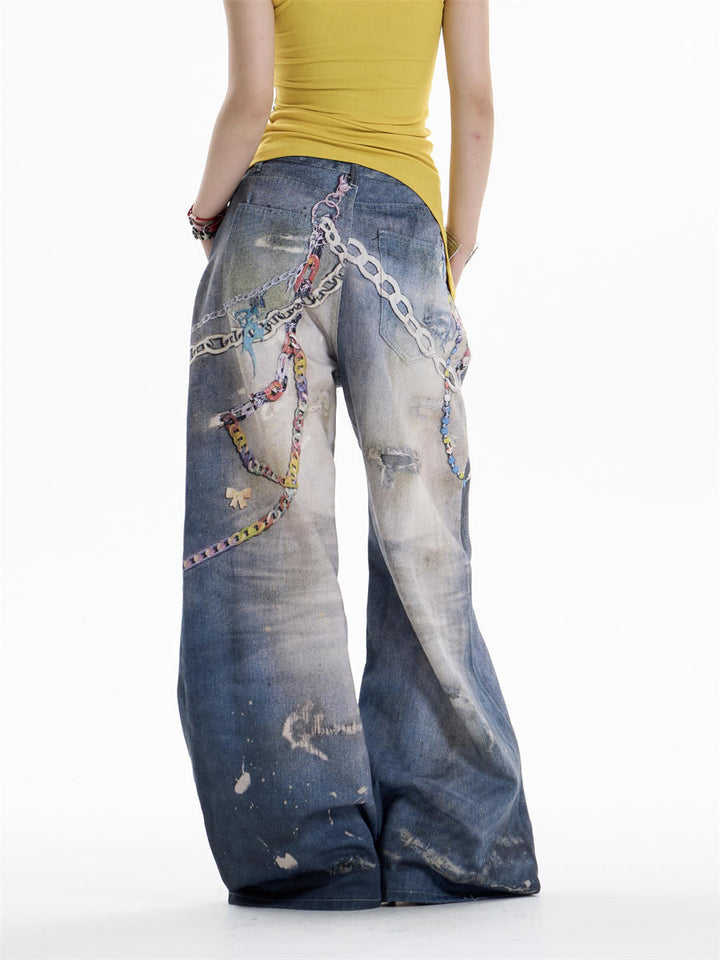 GKIKZ CHAIN-REALM HEAVY PRINT DENIM