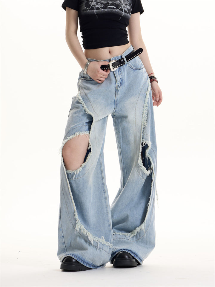 GKIKZ FRAYSTORM CUT-OUT HEAVY DENIM