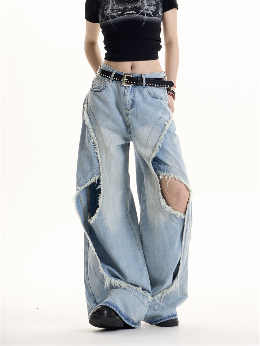 GKIKZ FRAYSTORM CUT-OUT HEAVY DENIM