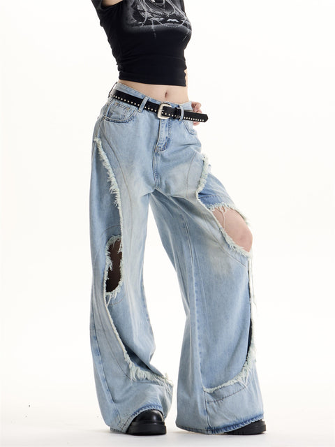 GKIKZ FRAYSTORM CUT-OUT HEAVY DENIM