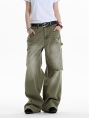 GKIKZ DUAL FADE RIPSTOP WIDE-LEG DENIM