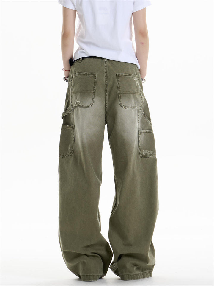 GKIKZ DUAL FADE RIPSTOP WIDE-LEG DENIM