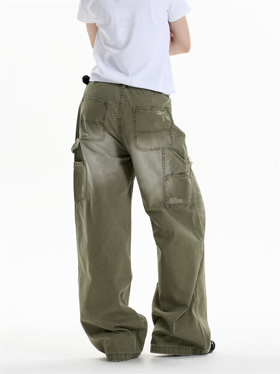 GKIKZ DUAL FADE RIPSTOP WIDE-LEG DENIM