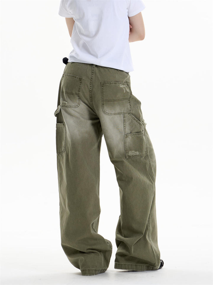 GKIKZ DUAL FADE RIPSTOP WIDE-LEG DENIM