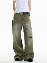 Dual Fade Ripstop Wide-Leg Denim