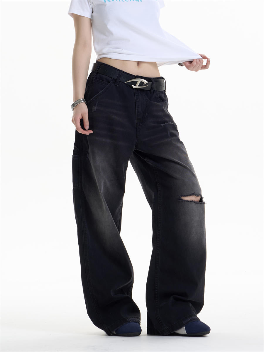 GKIKZ DUAL FADE RIPSTOP WIDE-LEG DENIM