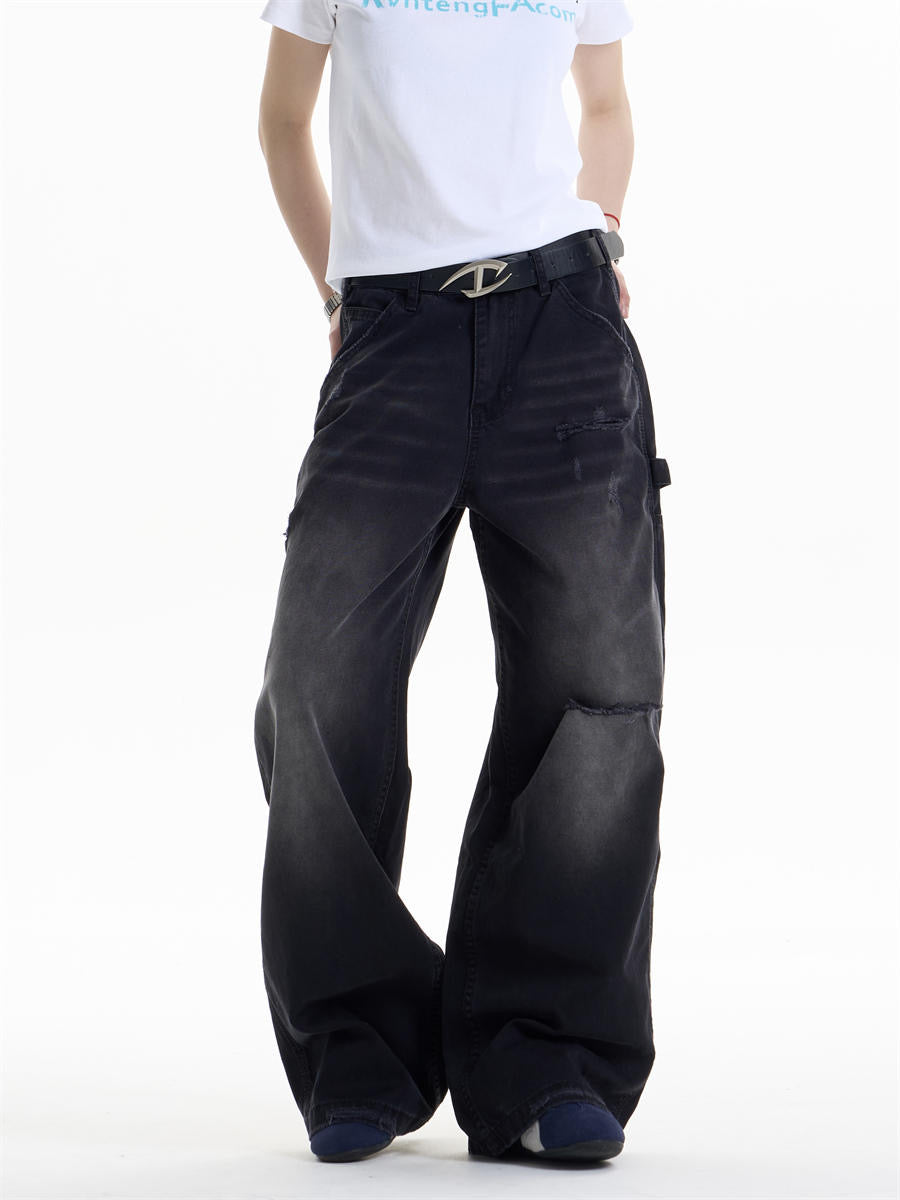 GKIKZ DUAL FADE RIPSTOP WIDE-LEG DENIM