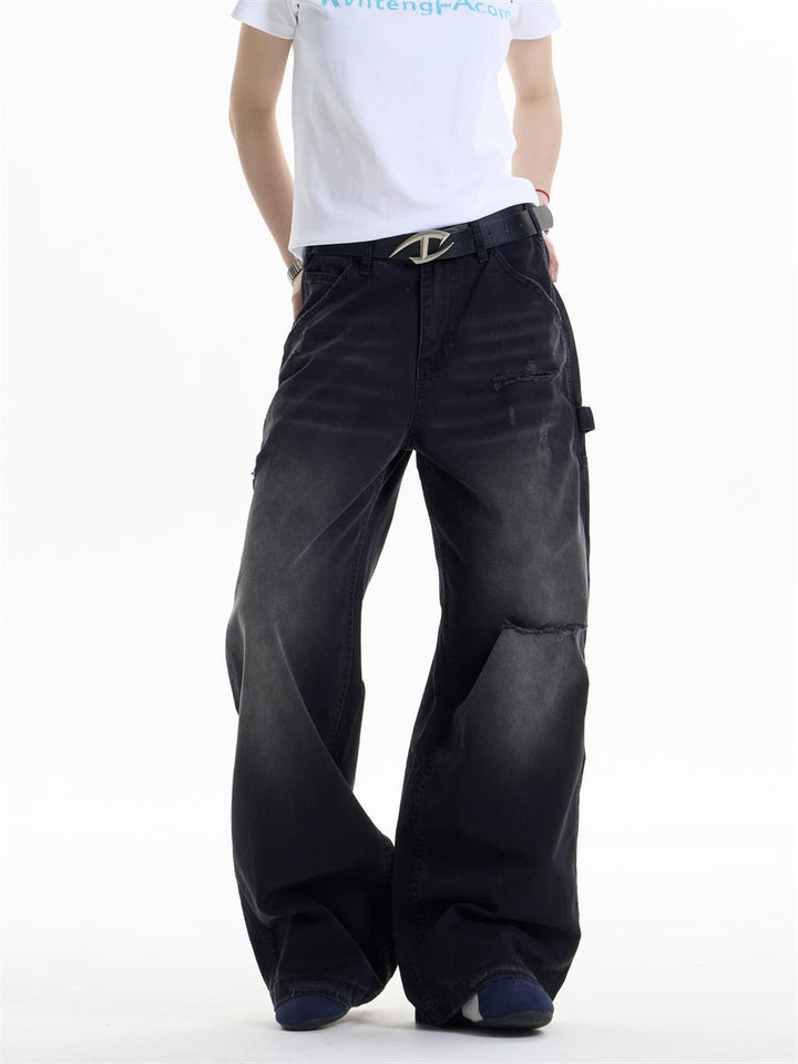 GKIKZ DUAL FADE RIPSTOP WIDE-LEG DENIM