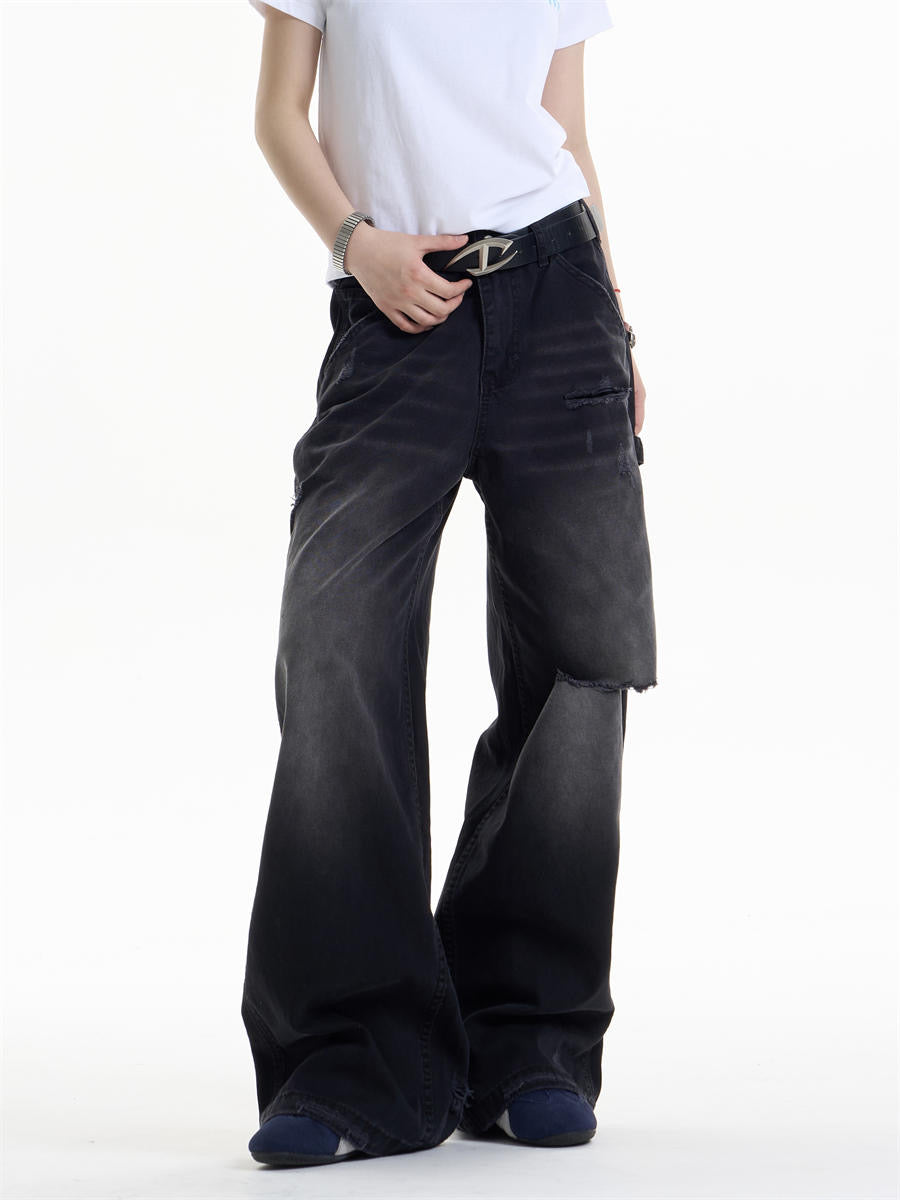 GKIKZ DUAL FADE RIPSTOP WIDE-LEG DENIM