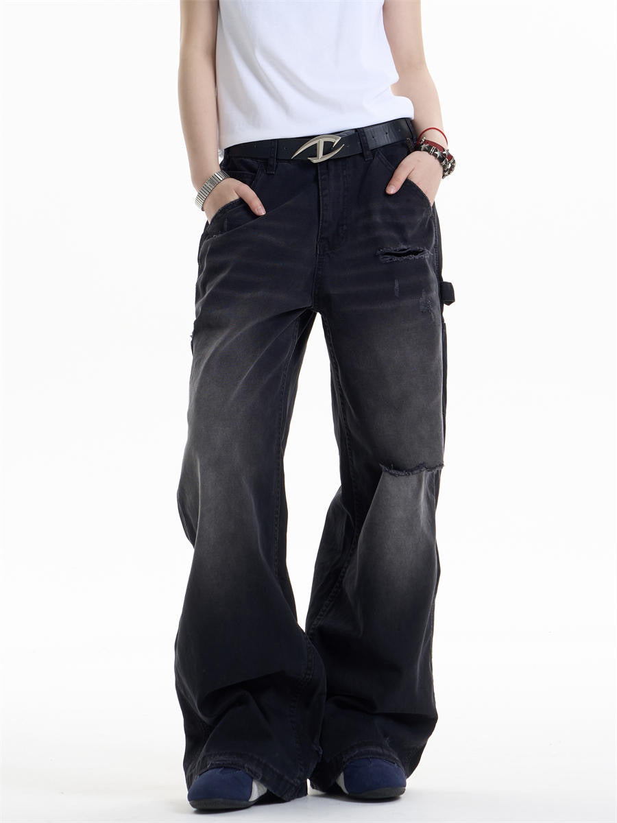 GKIKZ DUAL FADE RIPSTOP WIDE-LEG DENIM