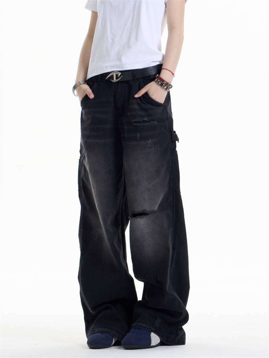 GKIKZ DUAL FADE RIPSTOP WIDE-LEG DENIM