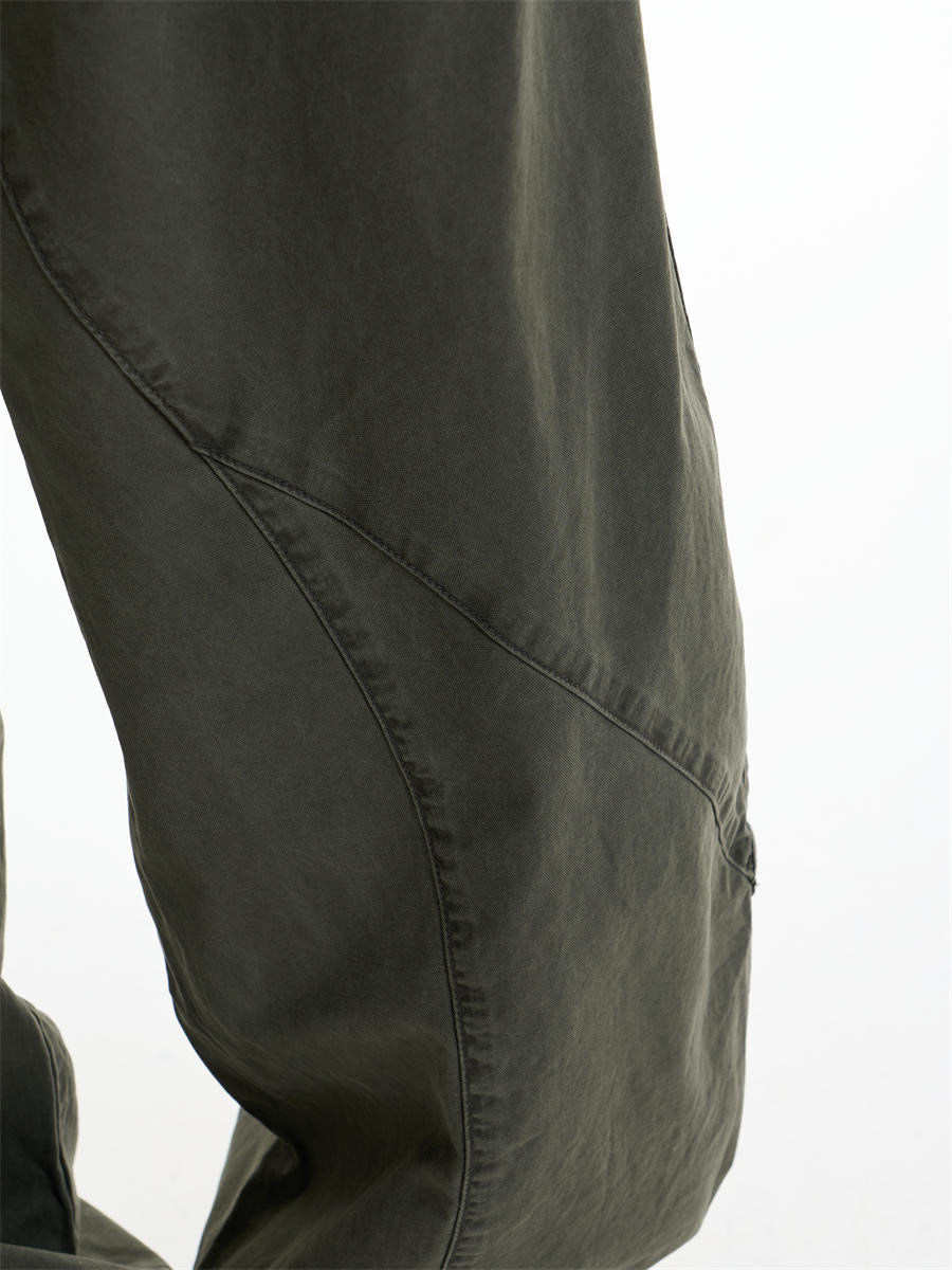 GKIKZ ASYMMETRIC PANEL WIDE-LEG COTTON PANTS