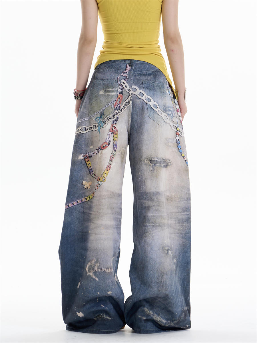 GKIKZ CHAIN-REALM HEAVY PRINT DENIM