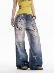 GKIKZ CHAIN-REALM HEAVY PRINT DENIM