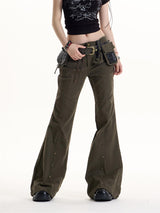Tactical Rivet Flare Pants