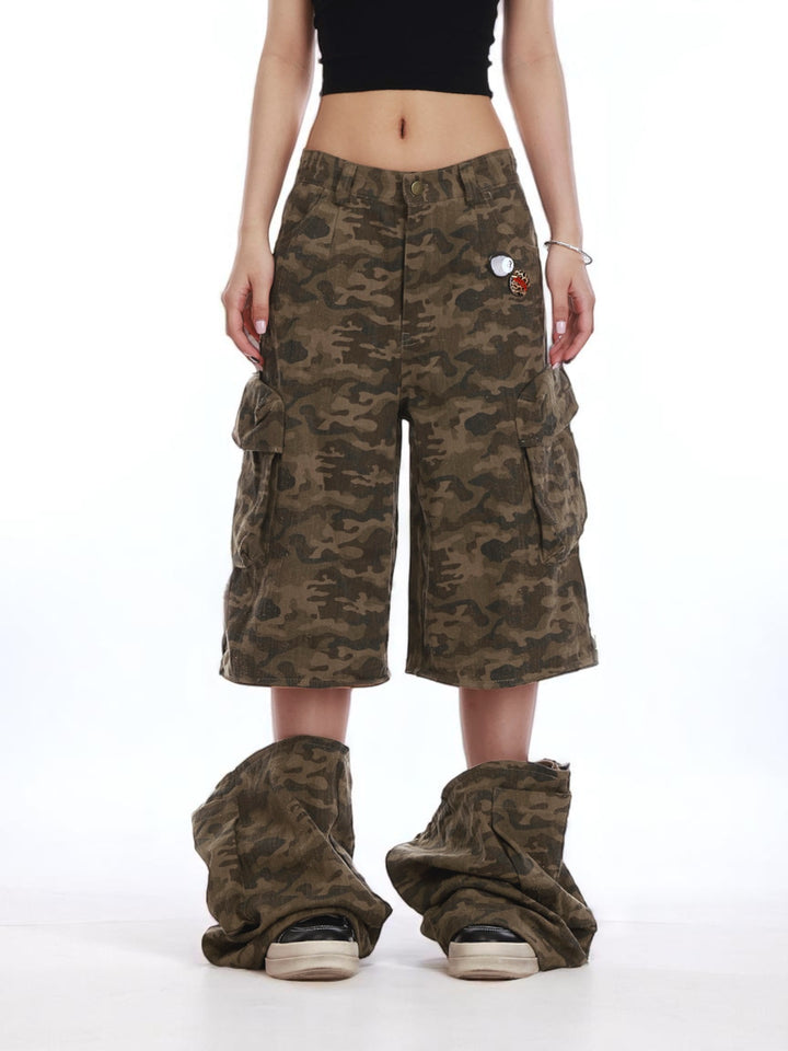 GKIKZ CAMOUFLAGE MULTI-POCKETS DETACHABLE COTTON PANT
