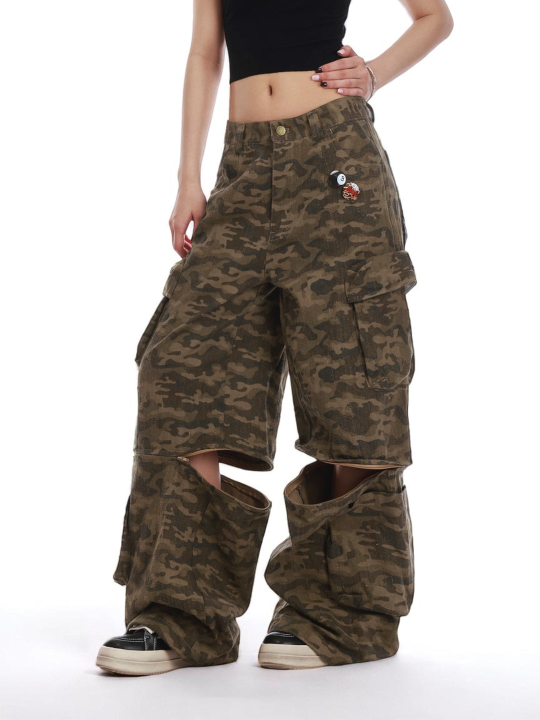 GKIKZ CAMOUFLAGE MULTI-POCKETS DETACHABLE COTTON PANT