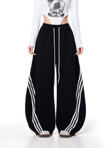 Classic Tri-Stripe Scimitar Drawstring Ultra-Wide Pants