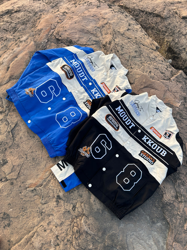 [25SS RESTOCKS] GKIKZ MOUDT KKOUB MOTOSPORTS JACKET (BLACK/BLUE)