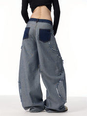 GKIKZ INSIDE-OUT FRAYED WIDE-LEG JEANS