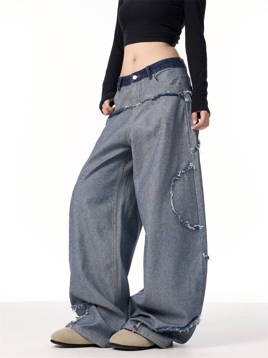 GKIKZ INSIDE-OUT FRAYED WIDE-LEG JEANS