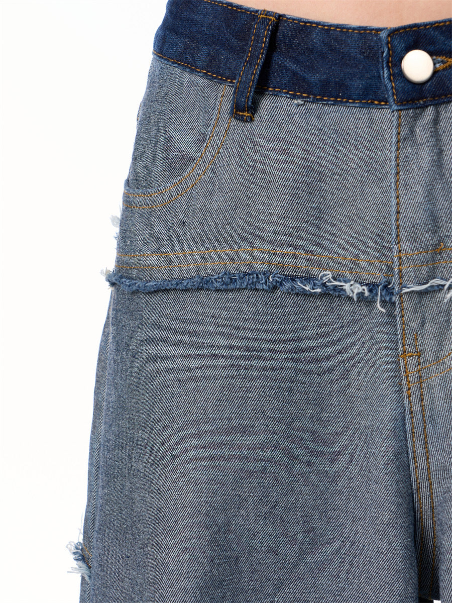 GKIKZ INSIDE-OUT FRAYED WIDE-LEG JEANS