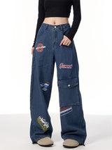 GKIKZ AMERICAN STAMPS WIDE-LEG JEANS