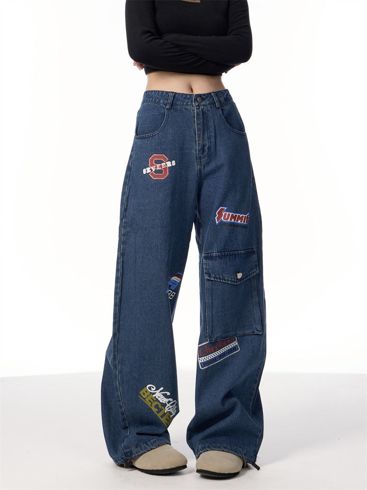 GKIKZ AMERICAN STAMPS WIDE-LEG JEANS