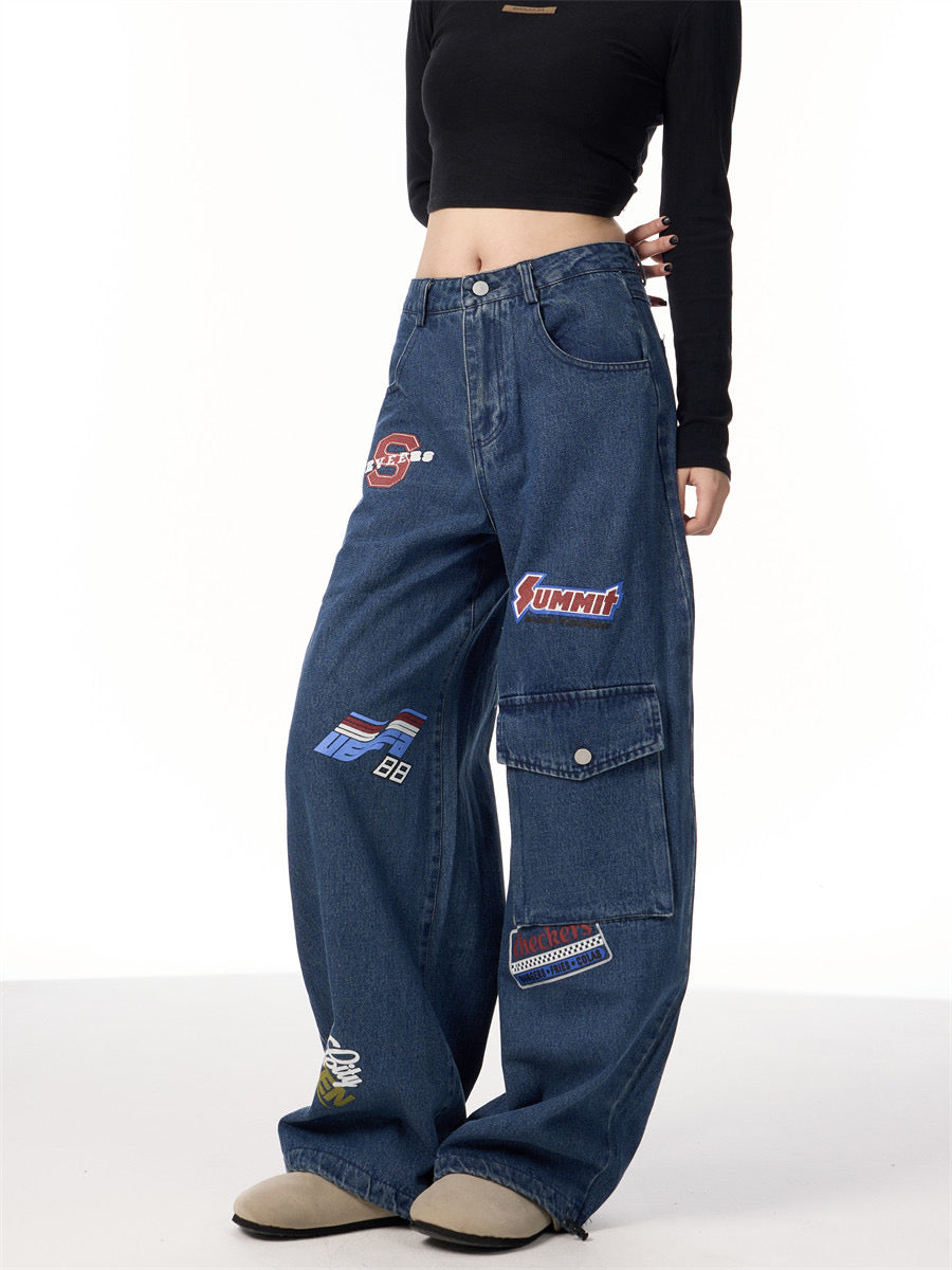 GKIKZ AMERICAN STAMPS WIDE-LEG JEANS