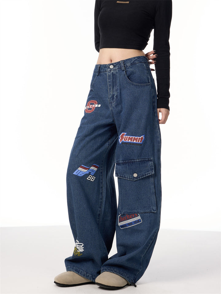 GKIKZ AMERICAN STAMPS WIDE-LEG JEANS