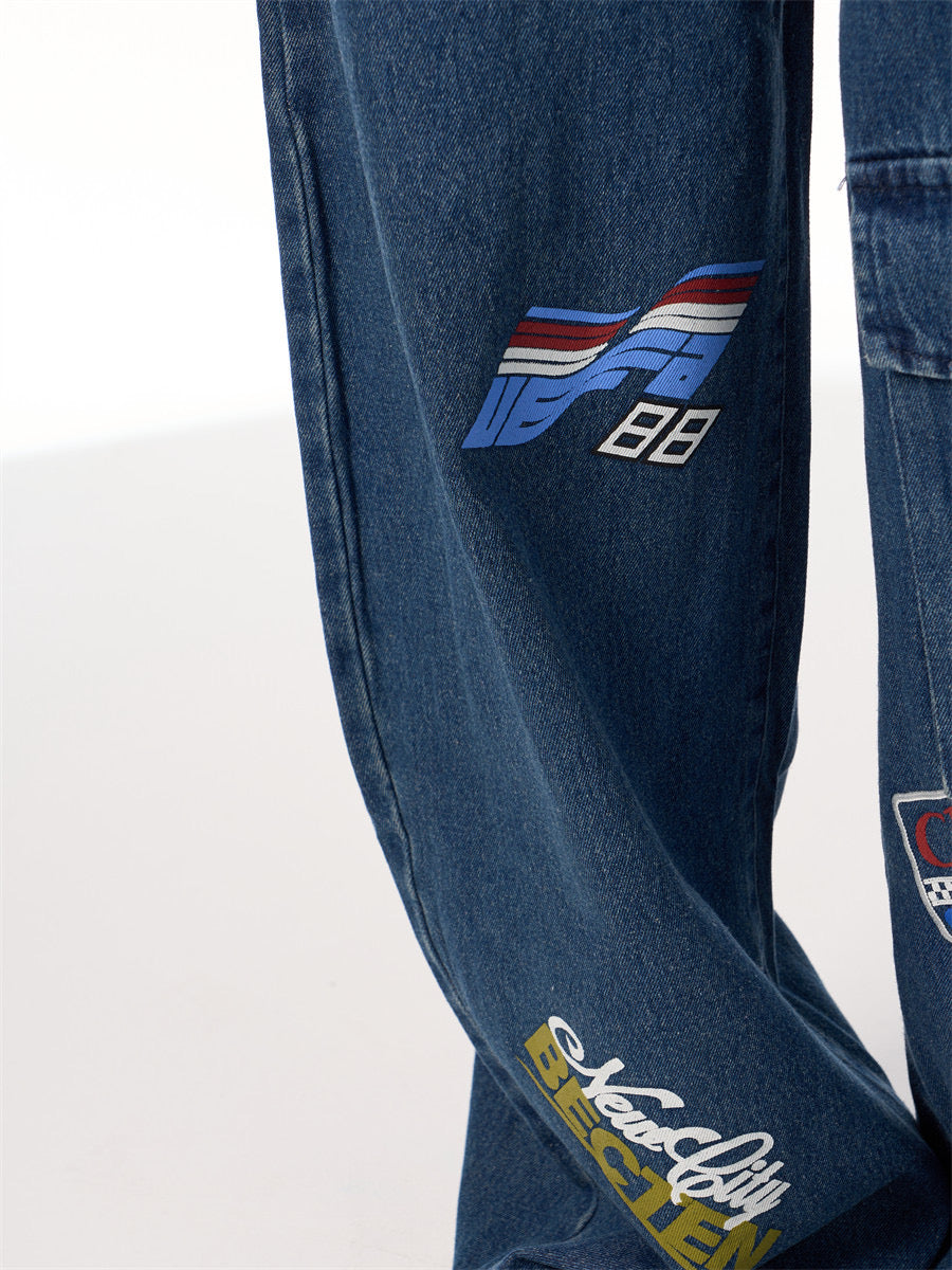 GKIKZ AMERICAN STAMPS WIDE-LEG JEANS