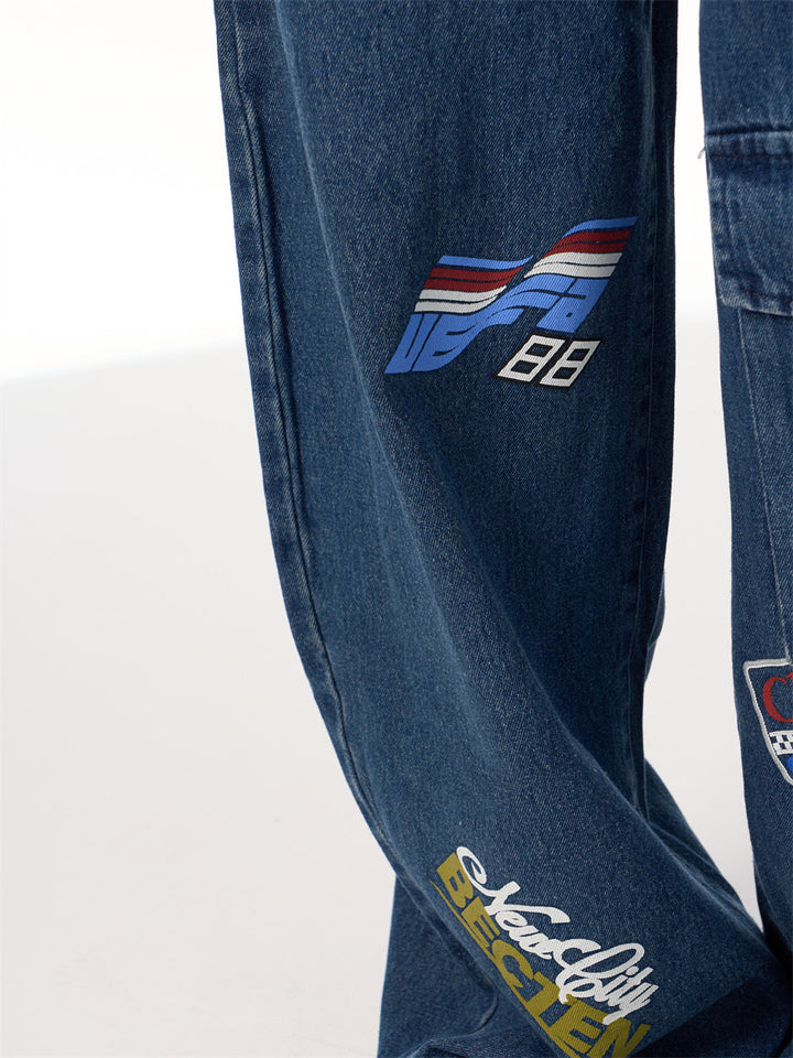 GKIKZ AMERICAN STAMPS WIDE-LEG JEANS