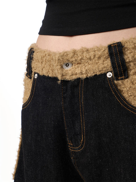 GKIKZ FLEECE BIG-POCKET SCIMITAR BAGGY JEANS