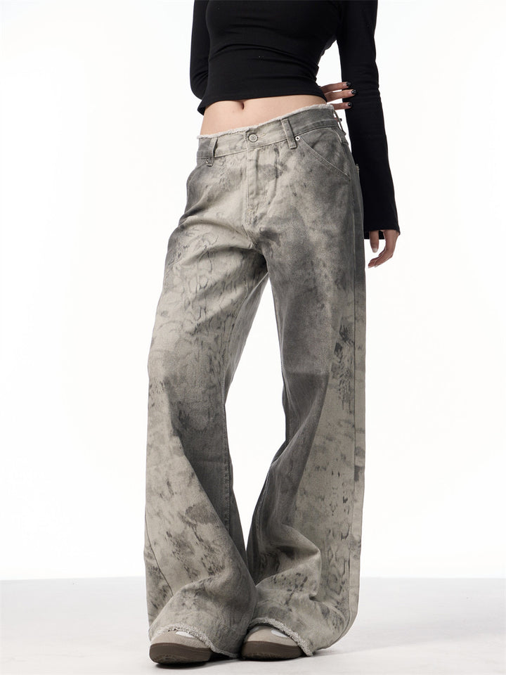 GKIKZ SERPENTINE SHADOWS RAW-EDGE WIDE-LEG JEANS