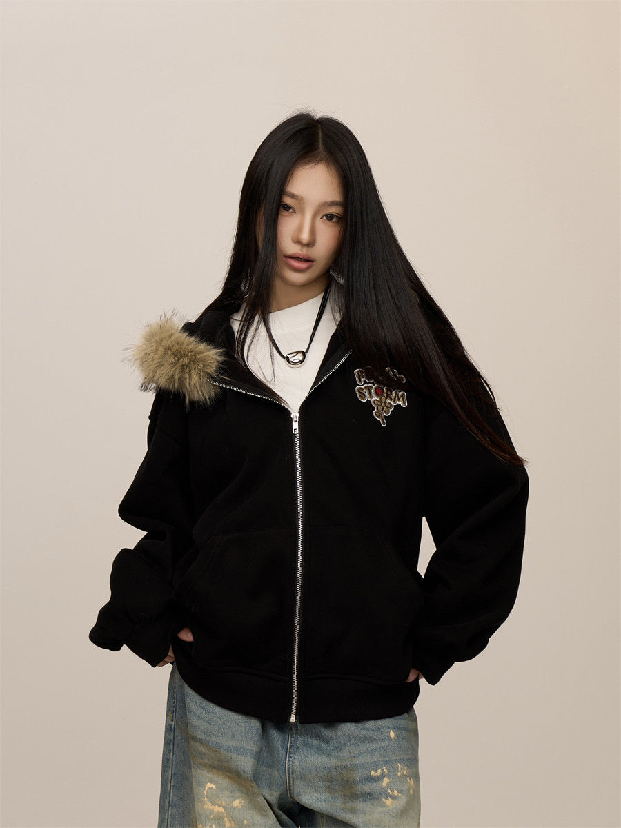[CHRISTMAS SPECIAL] GKIKZ FOCUS STORM FURRY CARDIGAN ZIPPER JACKET