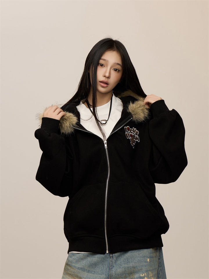 [CHRISTMAS SPECIAL] GKIKZ FOCUS STORM FURRY CARDIGAN ZIPPER JACKET