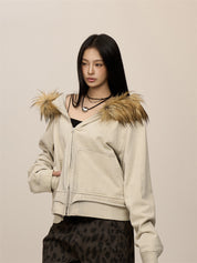 [CHRISTMAS SPECIAL] GKIKZ FROST WHISPERER FURRY CARDIGAN ZIPPER JACKET