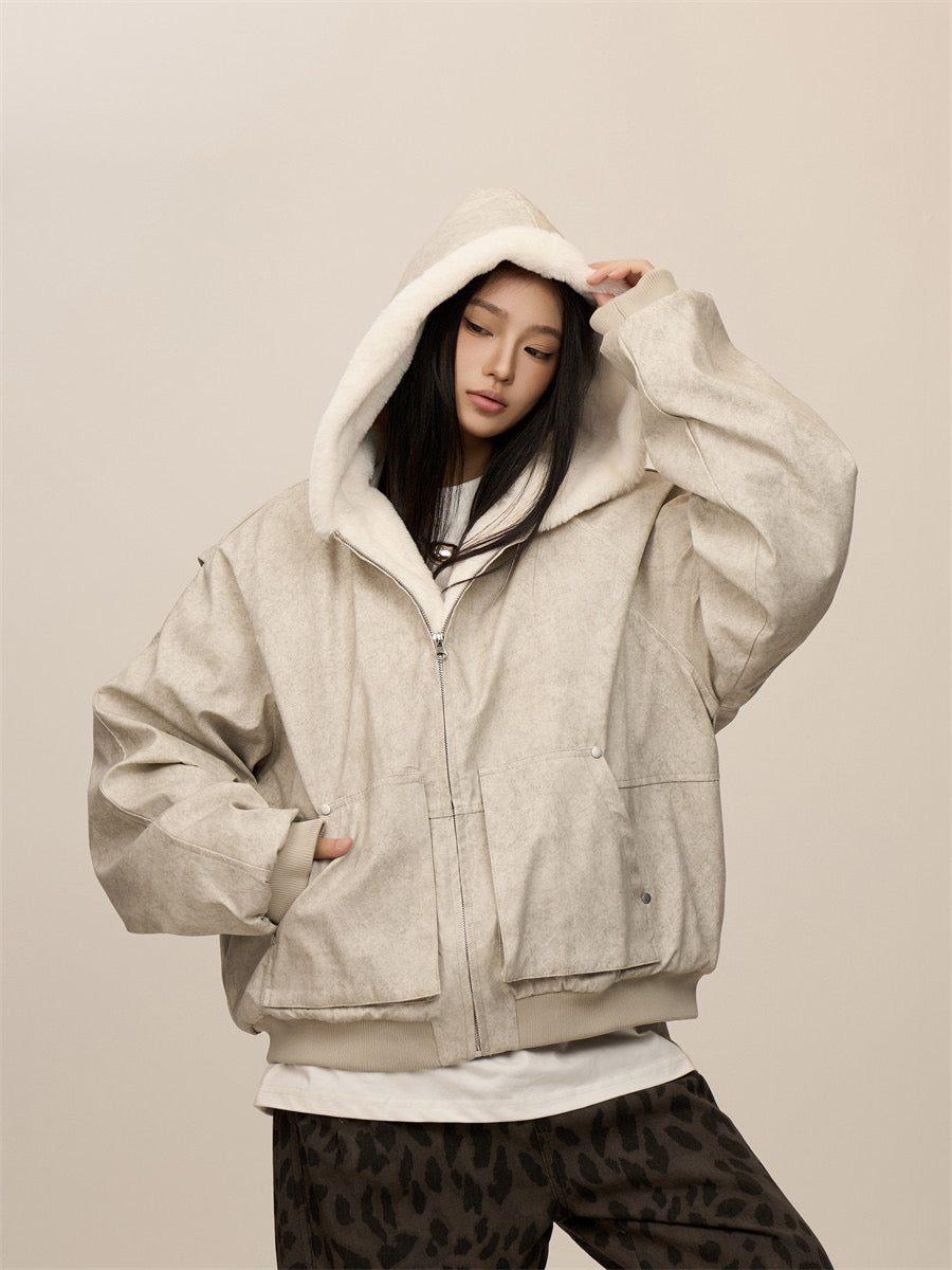 [CHRISTMAS SPECIAL] GKIKZ ARTIFICIAL MINK HAIR MARBLE MOUNTAIN CARVING HEAVY COTTON JACKET