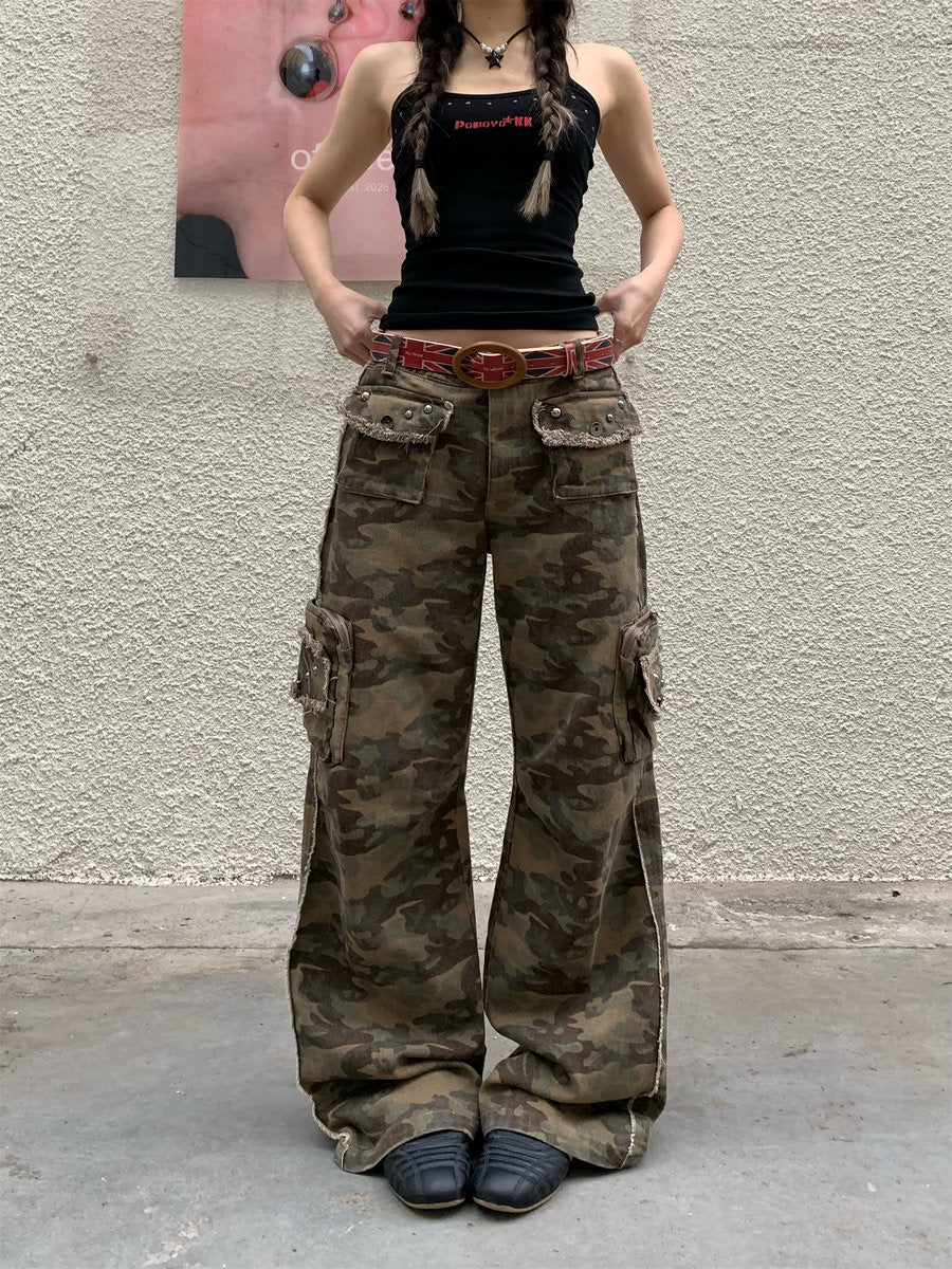 GKIKZ DROOPING CAMOUFLAGE MULTI-POCKET PANT