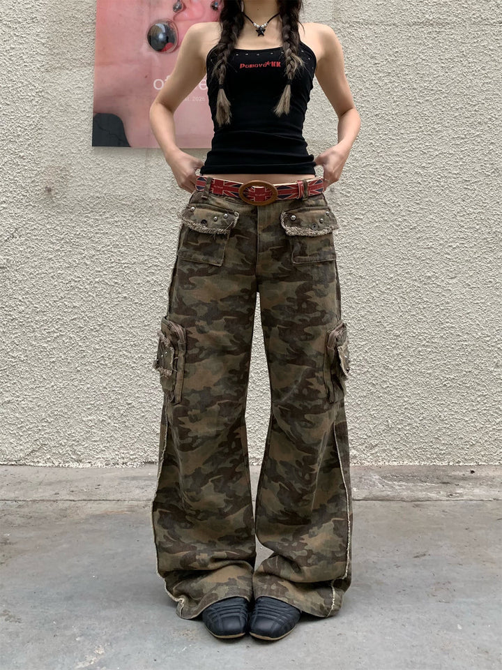 GKIKZ DROOPING CAMOUFLAGE MULTI-POCKET PANT