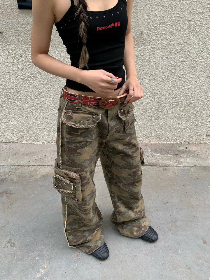 GKIKZ DROOPING CAMOUFLAGE MULTI-POCKET PANT