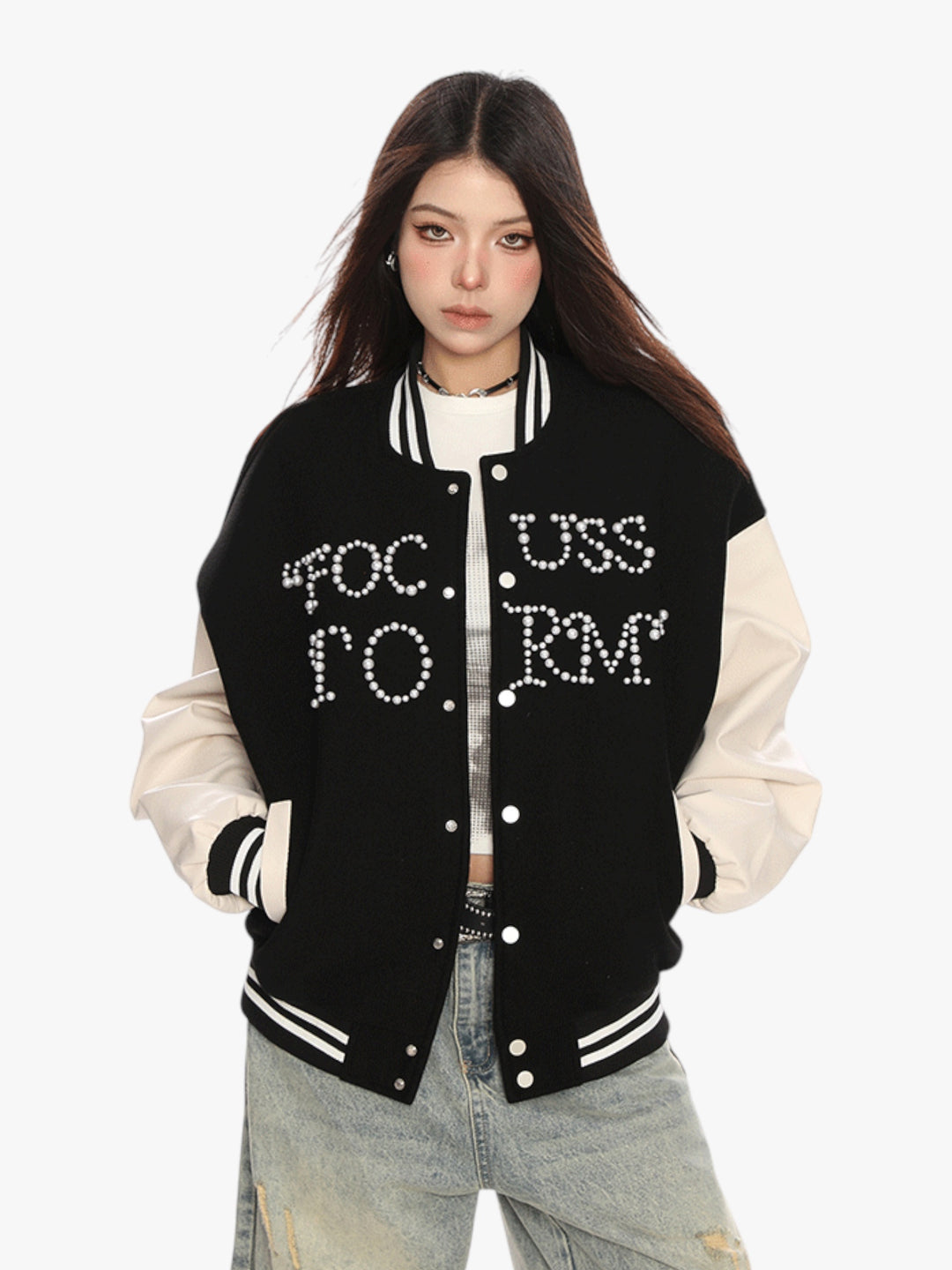 GKIKZ FOCUSSTORM OVERSIZED VARSITY JACKET